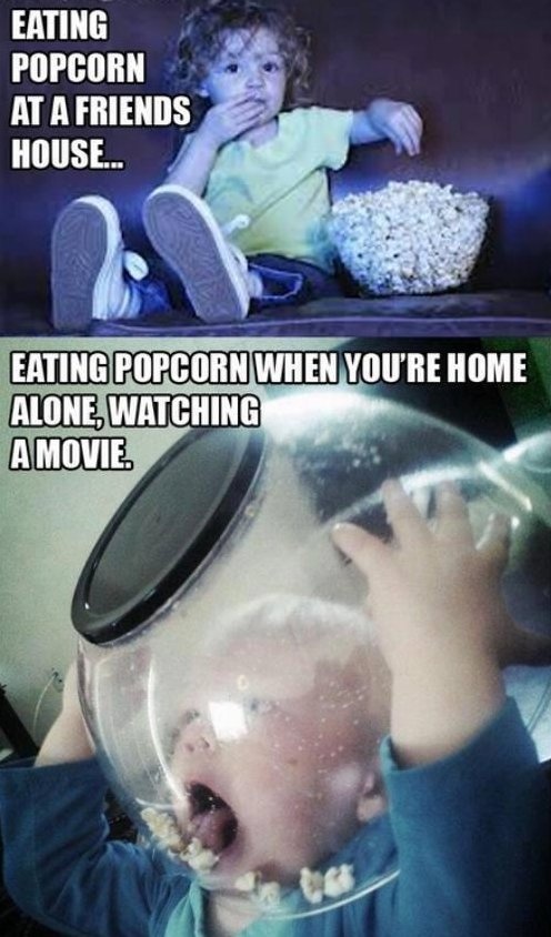 eating popcorn