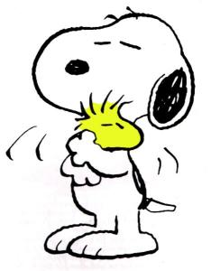 snoopy hugging